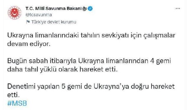 Ukrayna'dan 4 tahıl yüklü gemi daha hareket etti